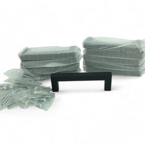 (10) Black Cabinet Handles Square Steel Kitchen Drawer Cabinet Pulls 4-1/2"